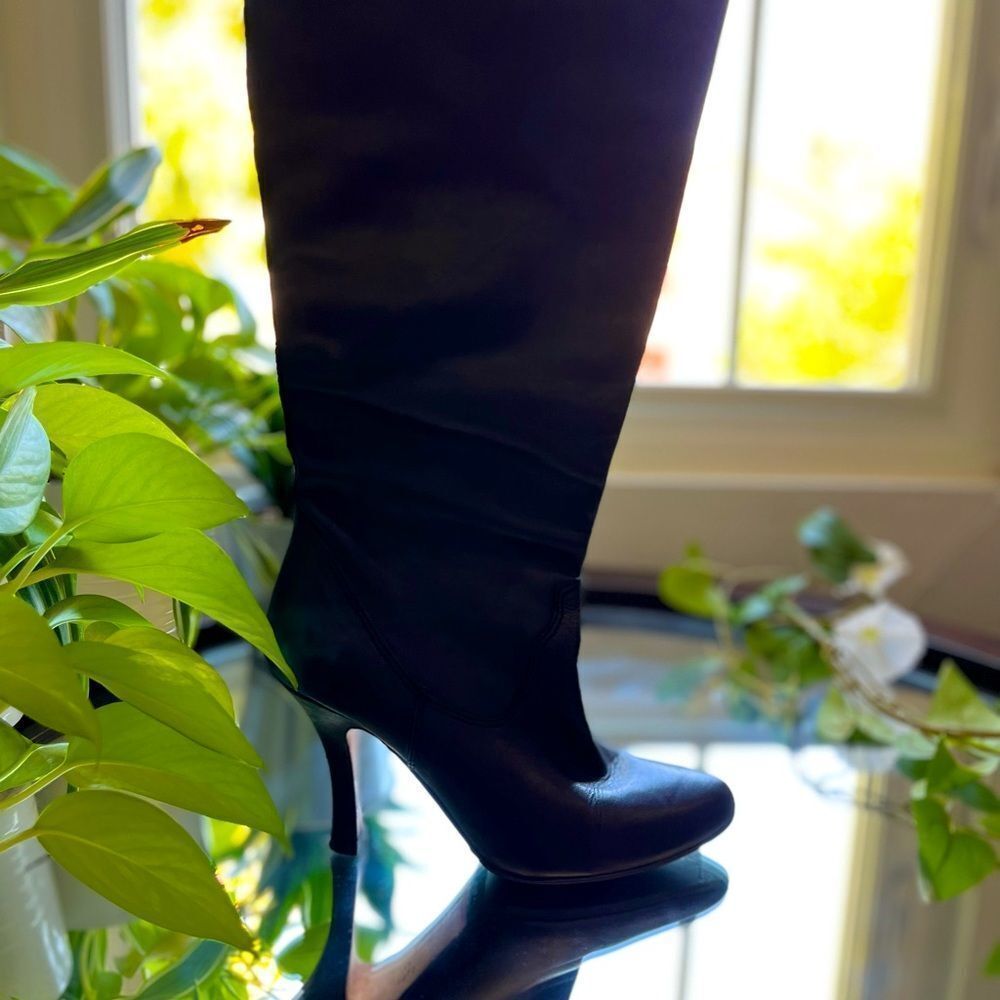Dolce Vita High Rise Knee Heeled Boot Black Genuine Leather Over The Knee Size‌ - Picture 5 of 12